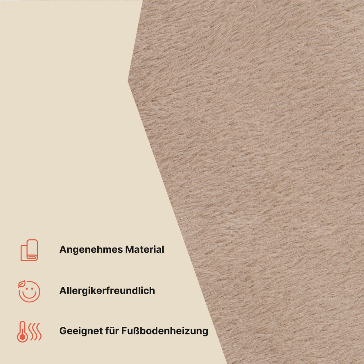 KURZFLORTEPPICH LUMI rund hellbraun kuschelweich waschbar 100/100 cm - Hellbraun, Textil (100/100cm) - Tapiso