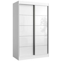 SCHIEBETÜRENSCHRANK Como 2D 120 Weiß (lacobel) - Silberfarben/Weiß, Holzwerkstoff/Metall (120/201/65cm) - mzm24