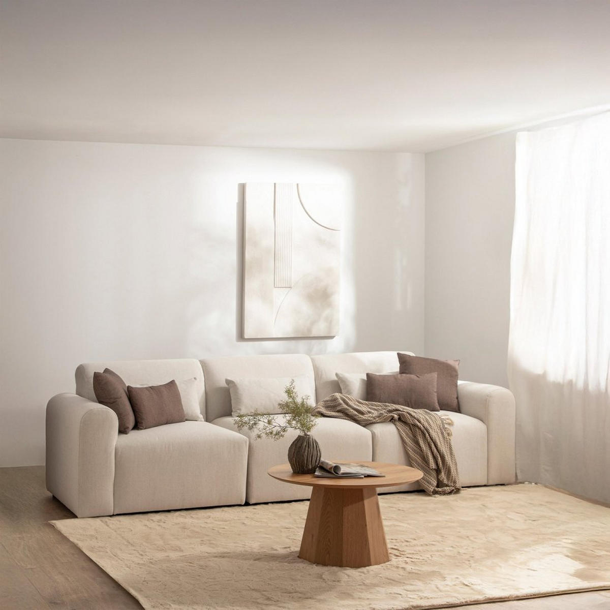 SOFA-DREISITZER Cillian Beige 280 cm x 87 cm - Beige, Textil (280/87/90cm) - Klast Home