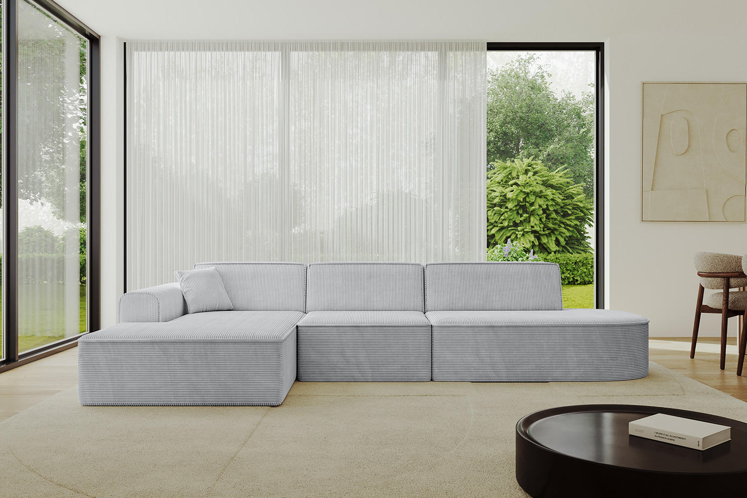 ECKSOFA Ottomane Links IREA-L2-v3 - 328x171x79 cm Grau - Hellgrau/Grau, Holzwerkstoff/Textil (328/171cm) - ALTDECOR