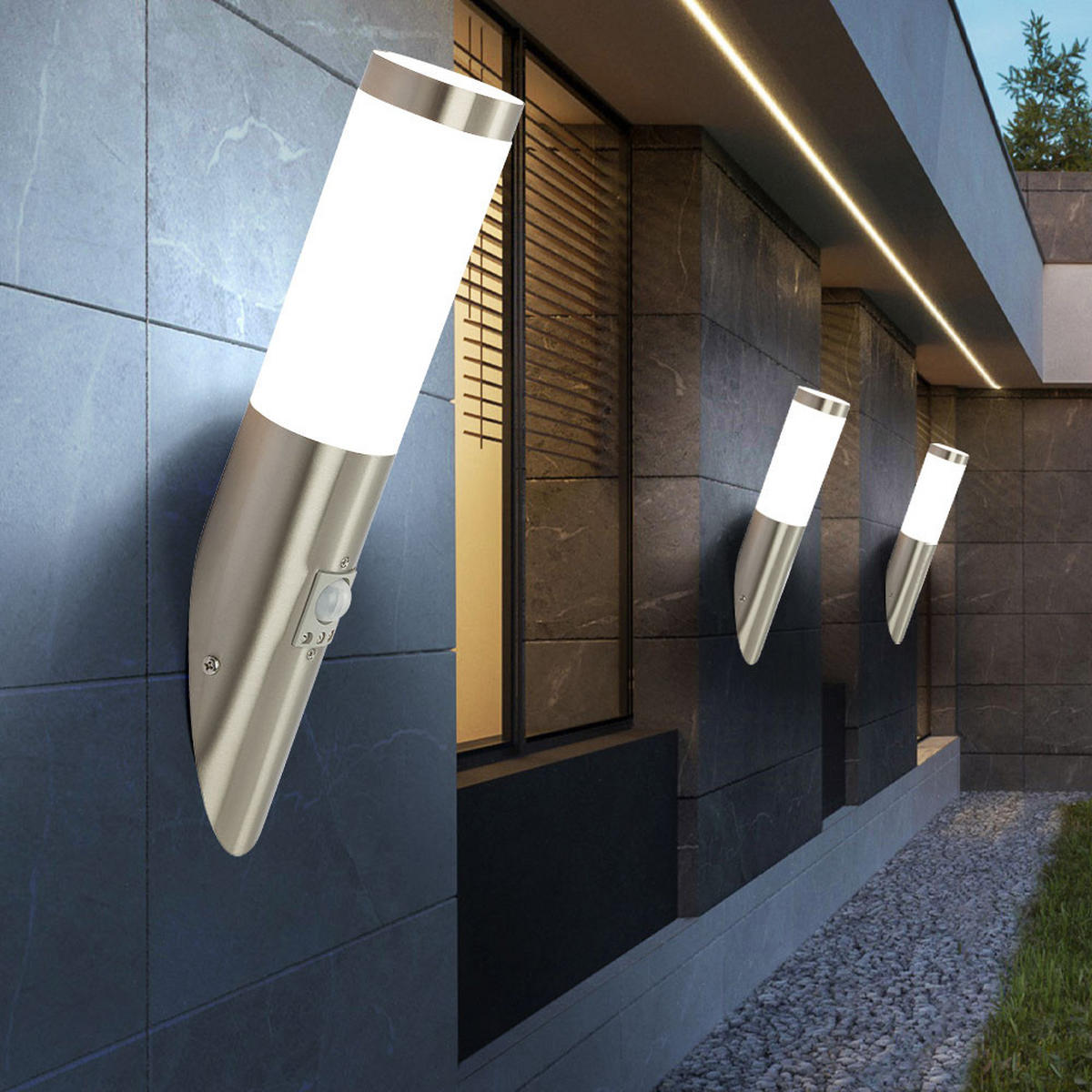 LED AUSSEN-WANDLAMPE Silber 3er Set - Silberfarben, Metall (16.6/40/17cm) - Globo Lighting