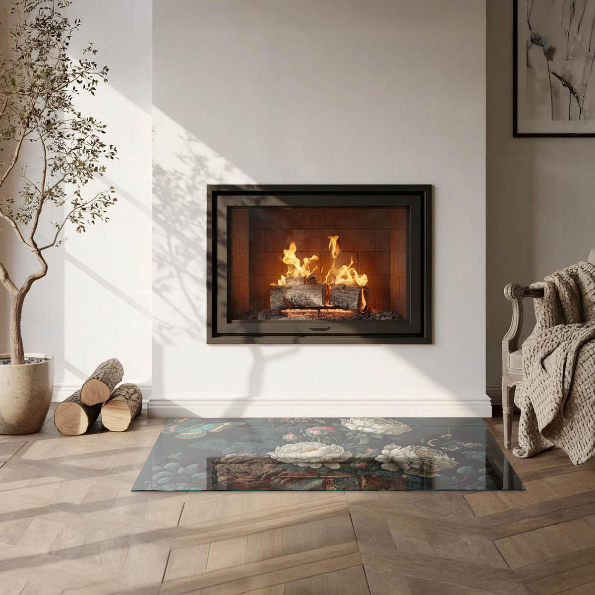 GLASPLATTE für Kamin 100x50 cm - Grün, Glas (100/50/0.4cm) - TULUP