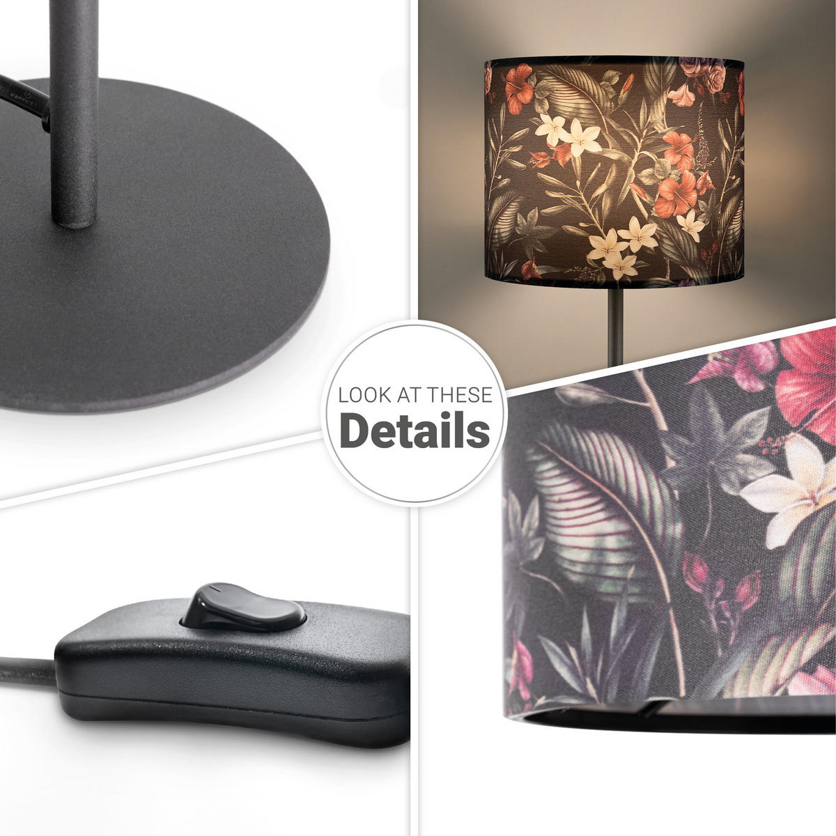 TISCHLAMPE Luca Tl Flo 004 - Multicolor/Schwarz, Metall (18/18/36.5cm) - Paco Home