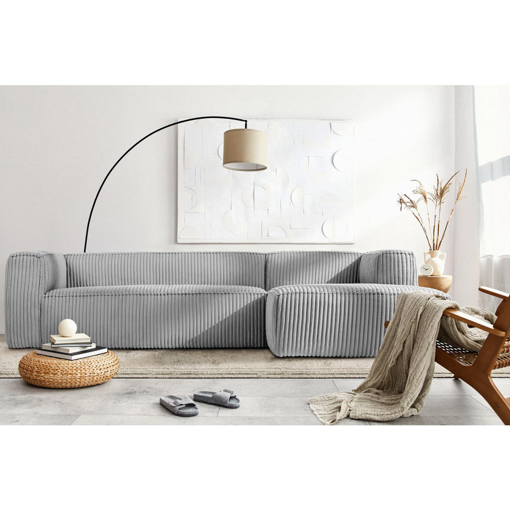 Thumbnail - Konsimo® Ecksofa-Rechts, Hellgrau, Textil, L-Form,L-Form, 305x175 cm, Wohnzimmer, Sofas & Couches, Wohnlandschaften, Eck...