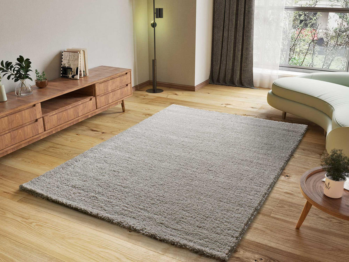 HOCHFLORTEPPICH Silber Atlas 60/120 cm - Silberfarben, Naturmaterialien/Textil (60/120cm) - Atticgo