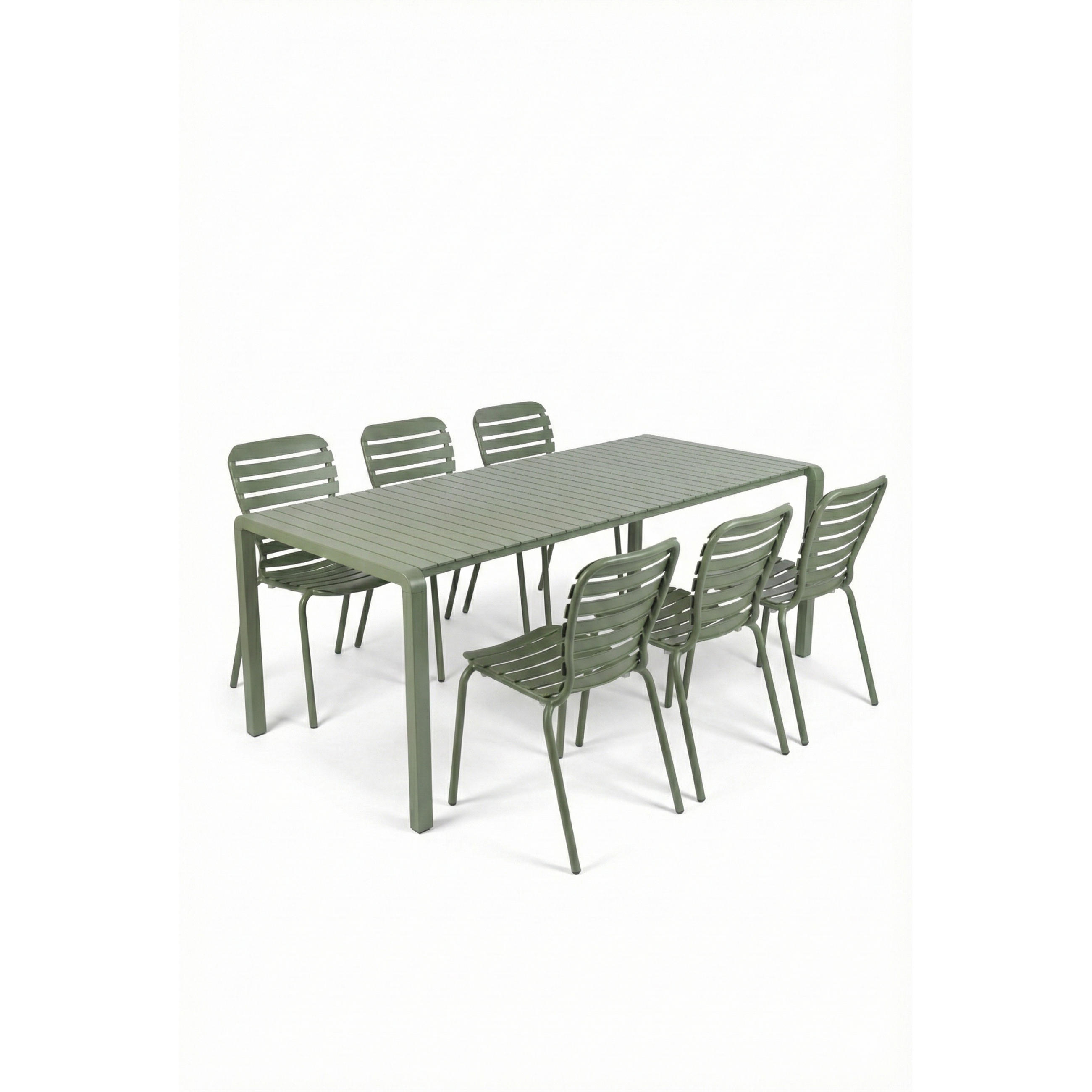 GARTENSET Vondel 6 Personen Esstisch/ 6 Stühle Grün - Grün, Metall - Zuiver