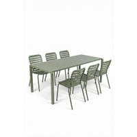 GARTENSET Vondel 6 Personen Esstisch/ 6 Stühle Grün - Grün, Metall - Zuiver