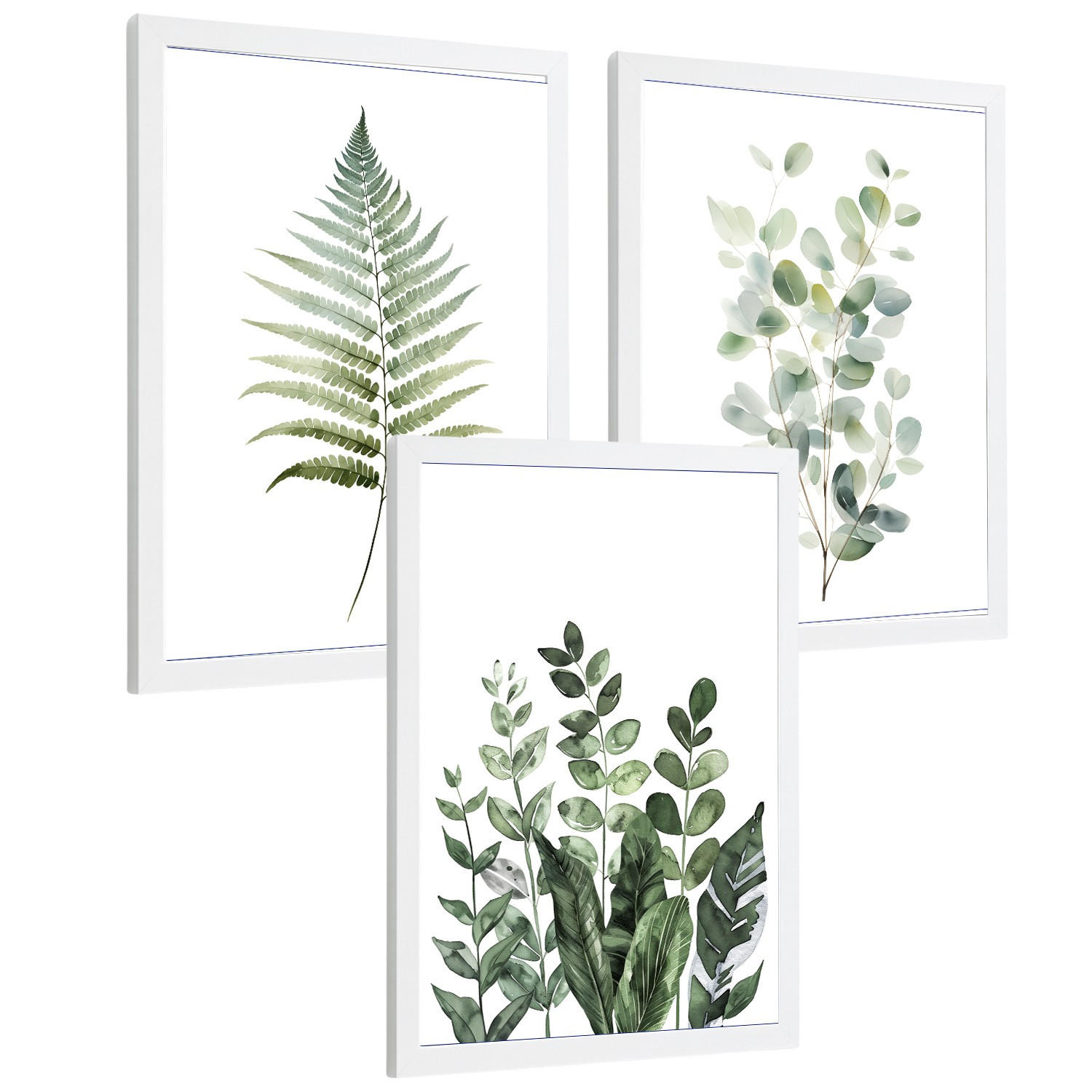PLAKAT Sada 3 Zelené A4 Bílý rám - bílá, papír (29.7/1/21cm) - Nacnic