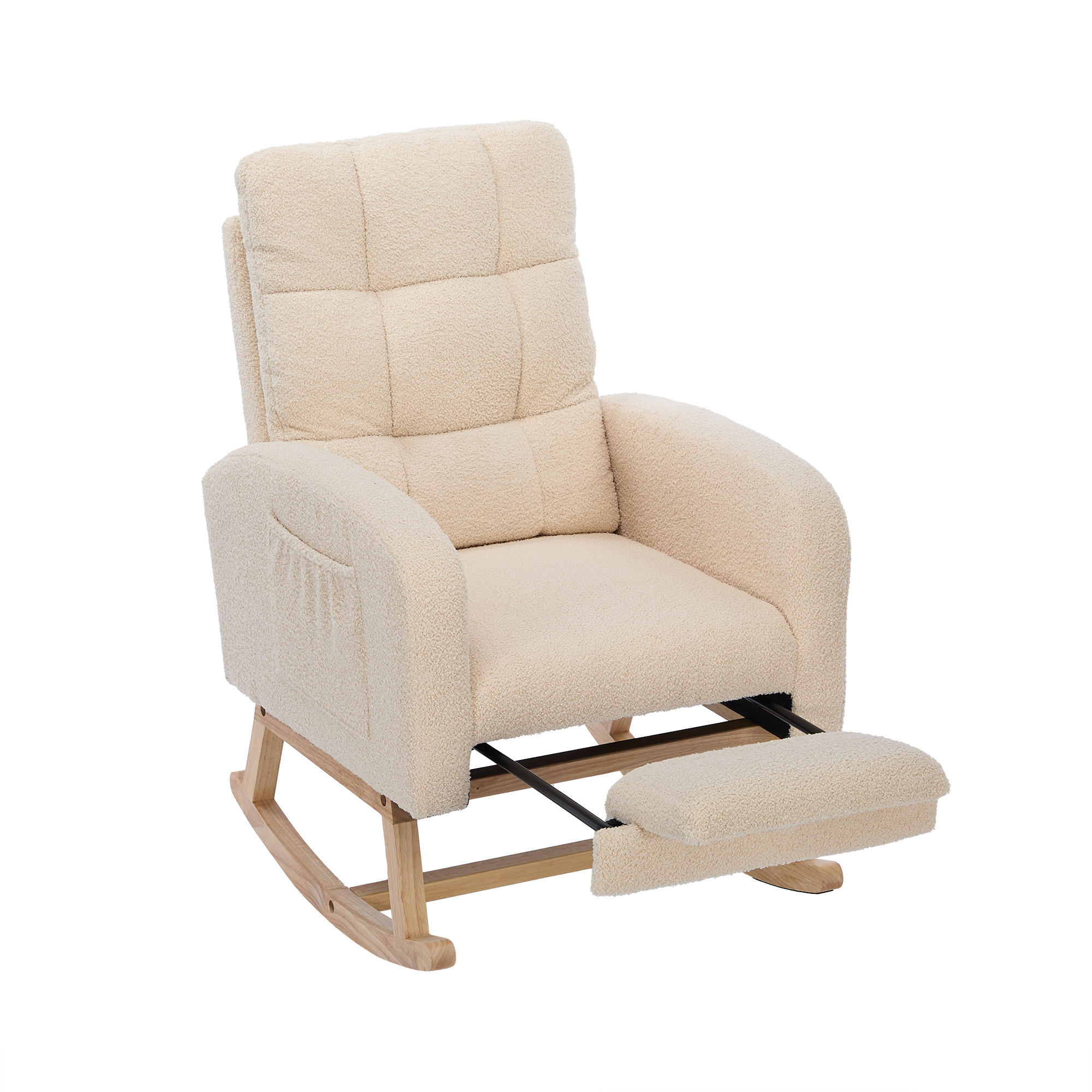 SCHAUKELSTUHL Mit Massivholzgestell Beige 132/50/99 cm - Beige, Textil (50/99/92cm) - EVRYAE
