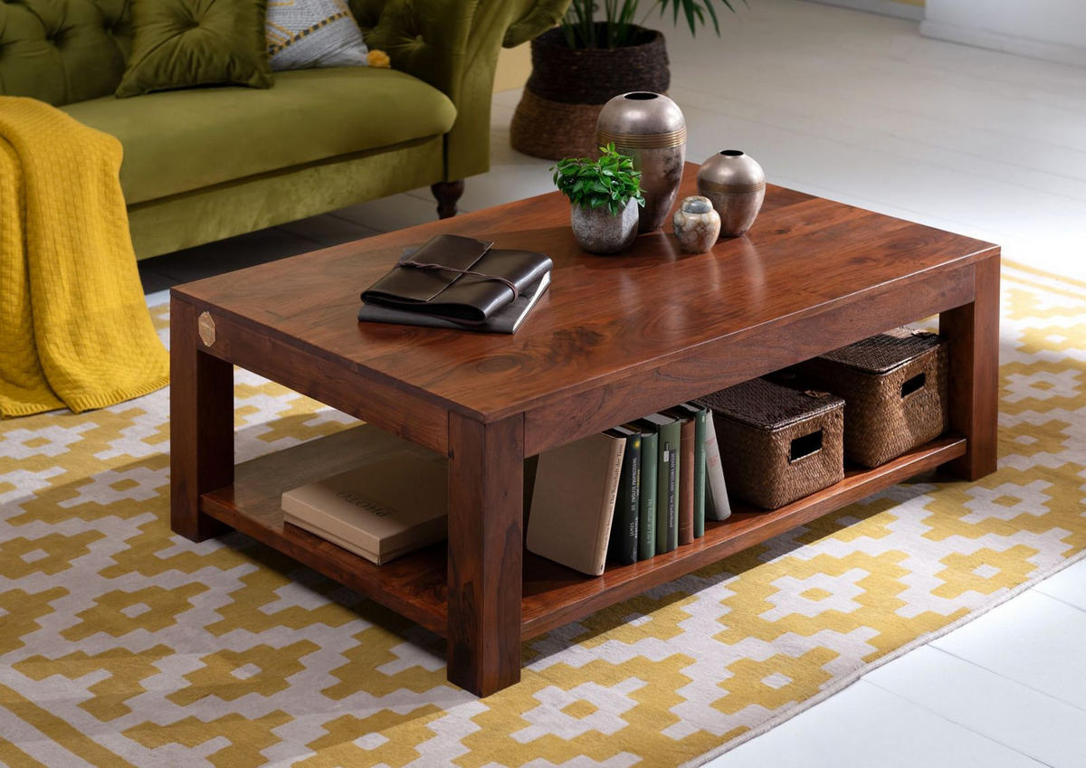 COUCHTISCH Akazie 120x75x45 nougat lackiert OXFORD #318 - Dunkelbraun, Holz (120/75/45cm) - Massivmoebel24