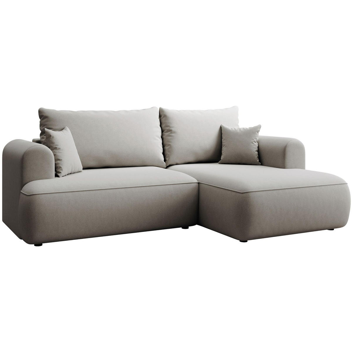 ECKSCHLAFSOFA Ovo Mini Grau Easy-Clean-Samtbezug - Schwarz/Grau, Kunststoff/Textil (156/238cm) - Selsey