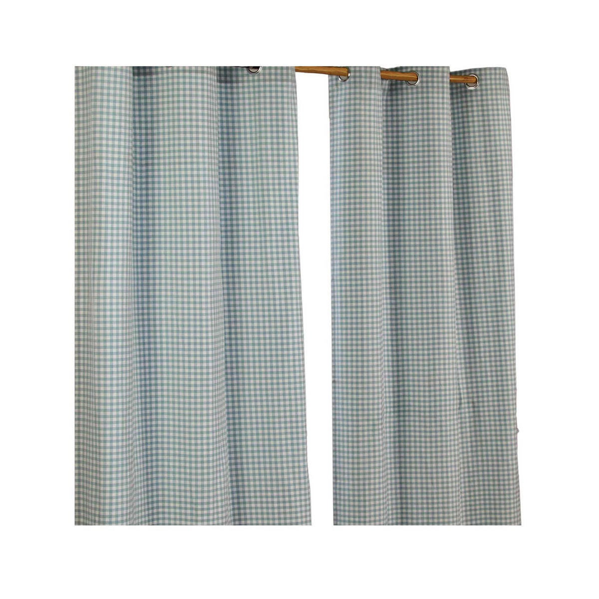 ÖSENVORHANG Vichy-Karo blickdicht 2er-Set, 117/137 cm - Blaugrau, Textil (117/137cm) - Homescapes