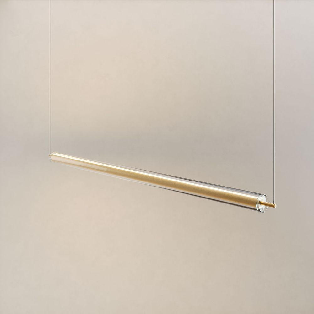 LED-HÄNGELAMPE Ranya Gold/Klar 160cm - Klar/Goldfarben, Glas (160/7/7cm) - s.luce