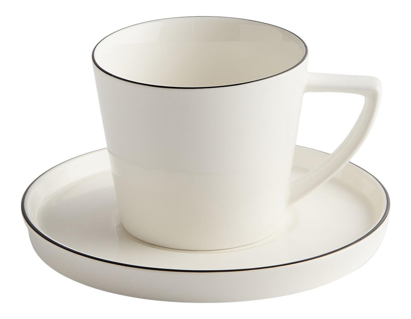 TASSE MIT UNTERTASSE Rimo - Schwarz, Keramik (0.22L) - home&you