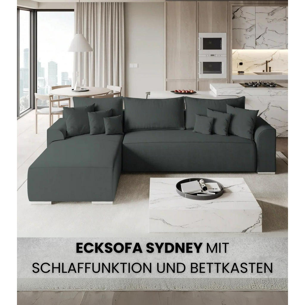 Thumbnail - Bromarkt Ecksofa, Graphit, Textil, 3-Sitzer, L-Form,L-Form, 280x184 cm, Wohnzimmer, Sofas & Couches, Wohnlandschaften, E...