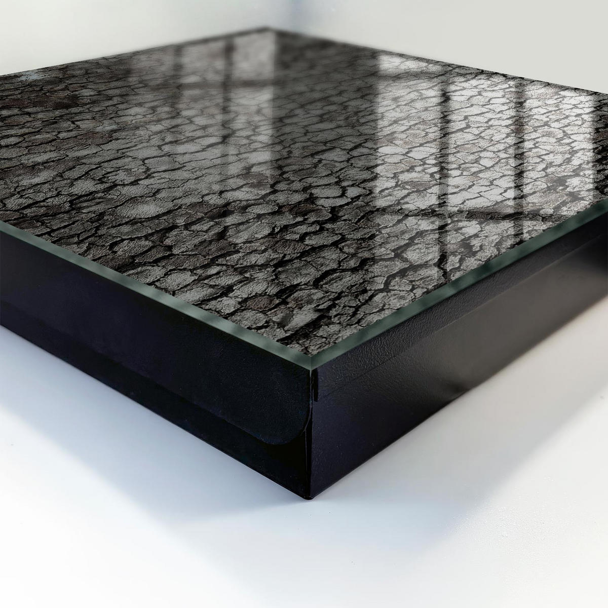 SCHLÜSSELBOX Schwarz 30x30 cm- Türöffnung nach rechts - Baumrinde - Grau, Metall (30/30/5cm) - TULUP
