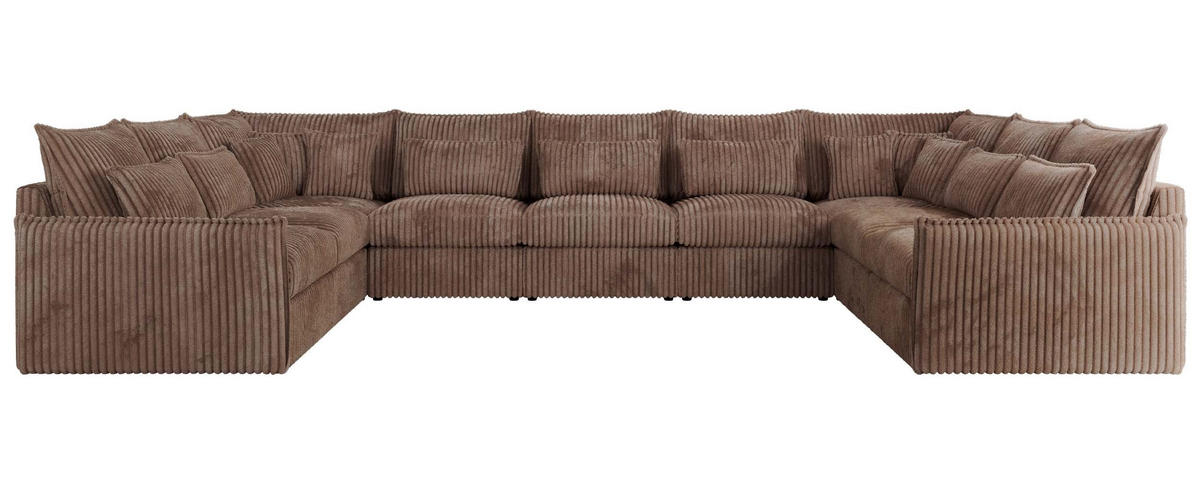 WOHNLANDSCHAFT VERSO U 9M Braun Cord - Schwarz/Braun, Kunststoff/Textil (442/93/270cm) - MKS