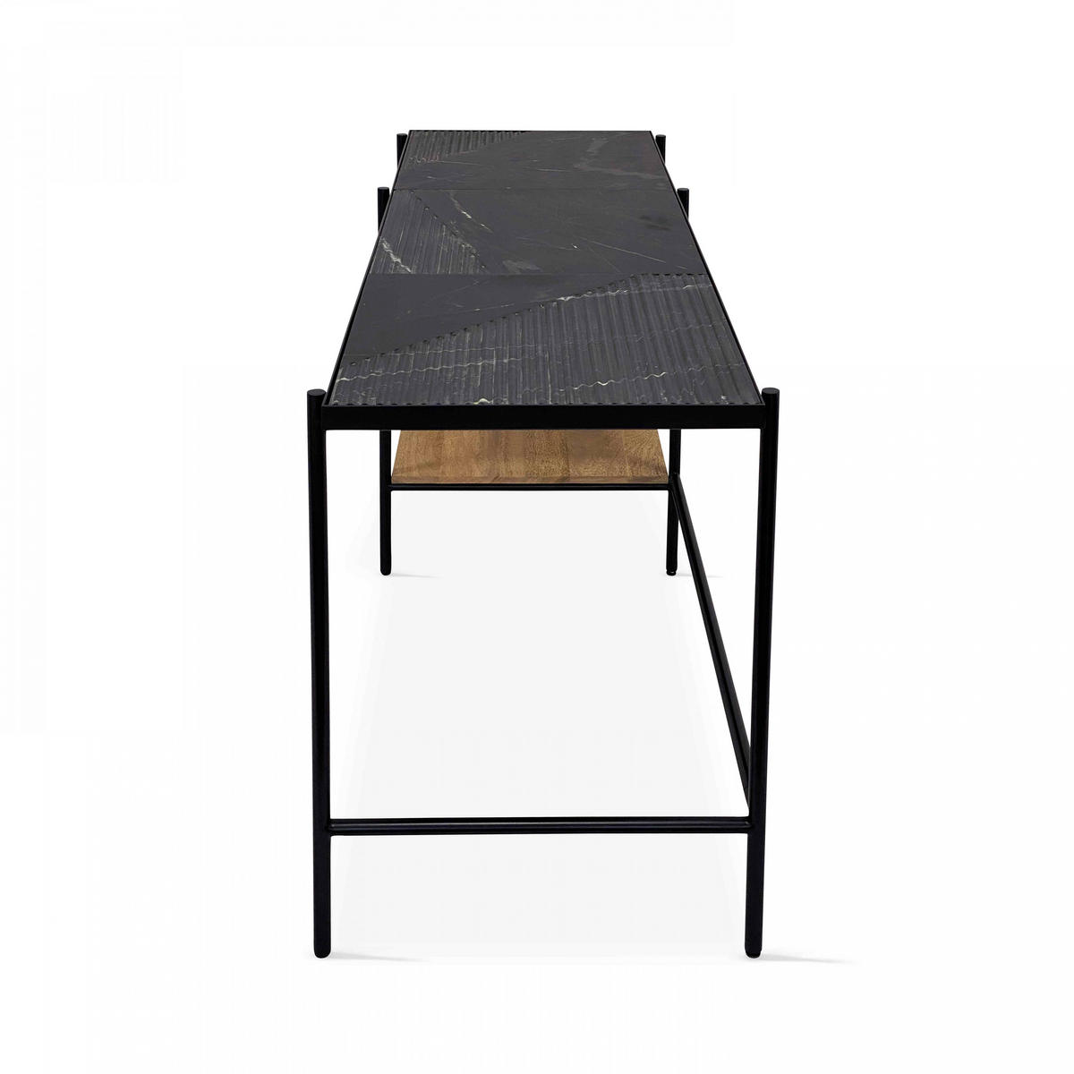 SCHREIBTISCH, Schwarz - Schwarz, Naturmaterialien (127/46cm) - Oviala