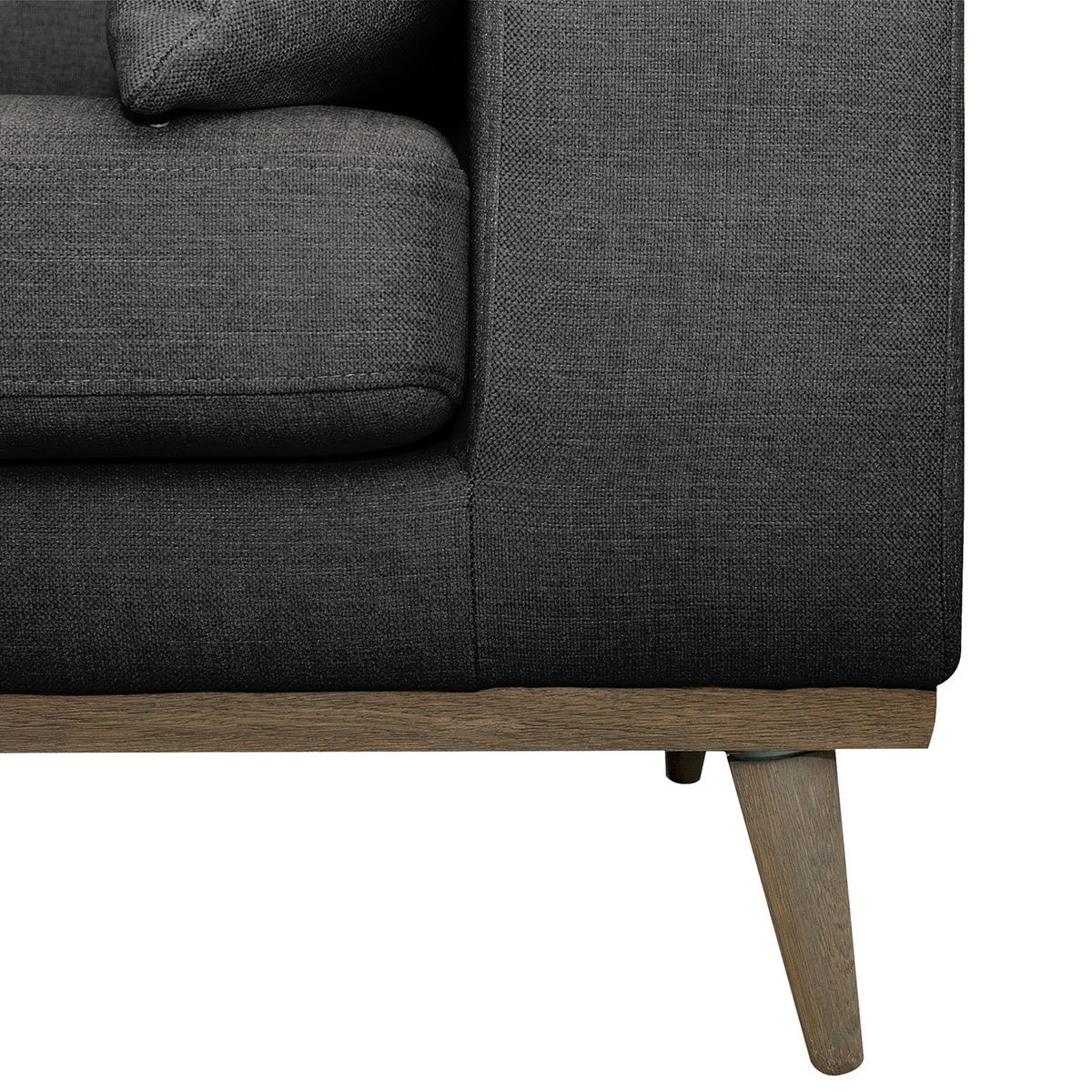 ECKSOFA mit Longchair - Eichefarben/Schwarz, Eichenholz/Textil (281/153cm) - home24