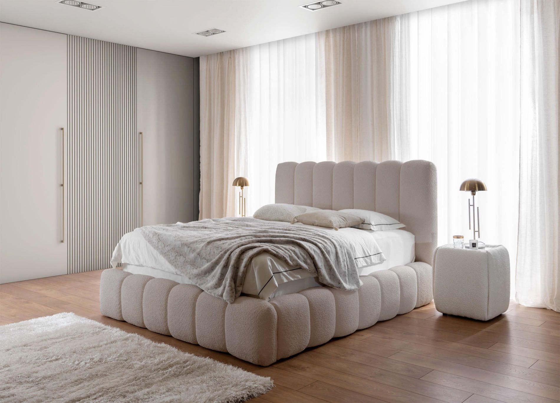 POLSTERBETT Cande Hellbeige 180x200 cm - Ecru/Schwarz, Holz/Textil (180/200cm) - Selsey