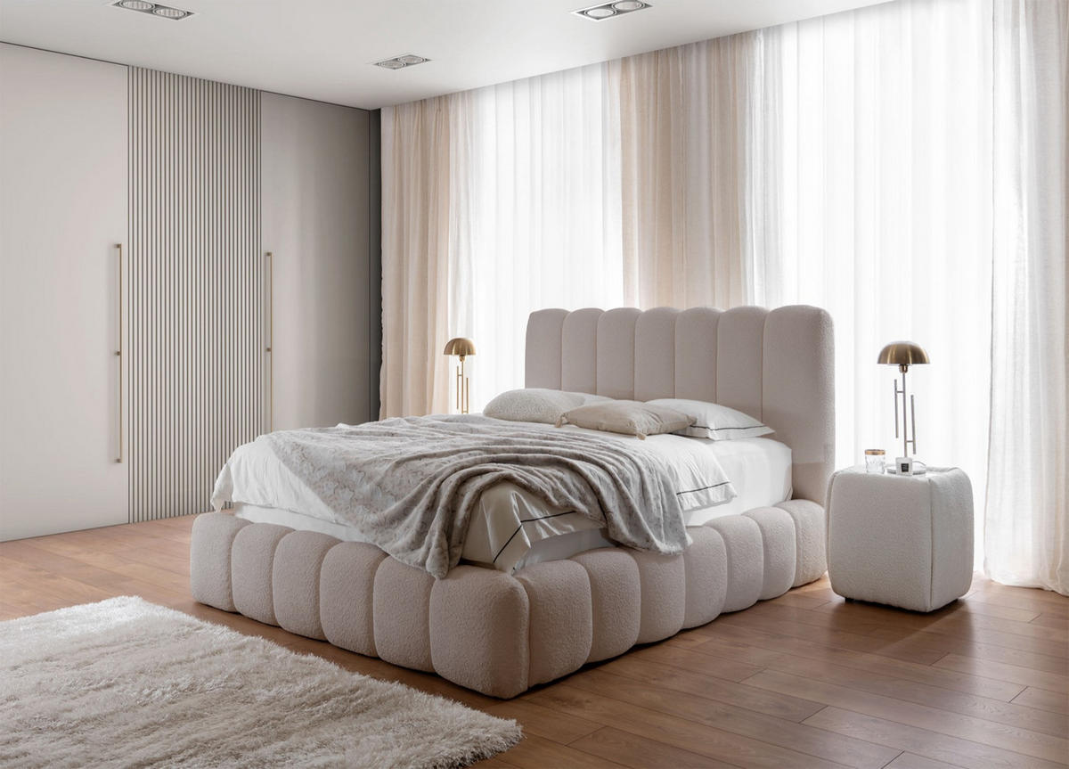 POLSTERBETT Cande Hellbeige 140x200 cm - Ecru/Schwarz, Kunststoff/Textil (140/200cm) - Selsey
