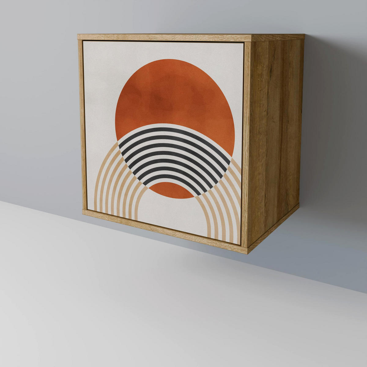 SIDEBOARD SPACE AROUND, Eichefarben, 57,5x42x75,5 cm, Goldfarbene Metallfüße - Eichefarben/Goldfarben, Holzwerkstoff/Metall (57.5/75.5/42cm) - SpaceRebels