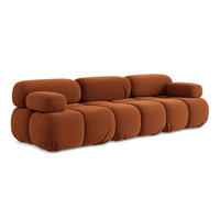 3-SITZER SOFA Samt Stoff Orange - Beige/Terracotta, Kunststoff/Textil (285/70/96cm) - LaMiaSofa