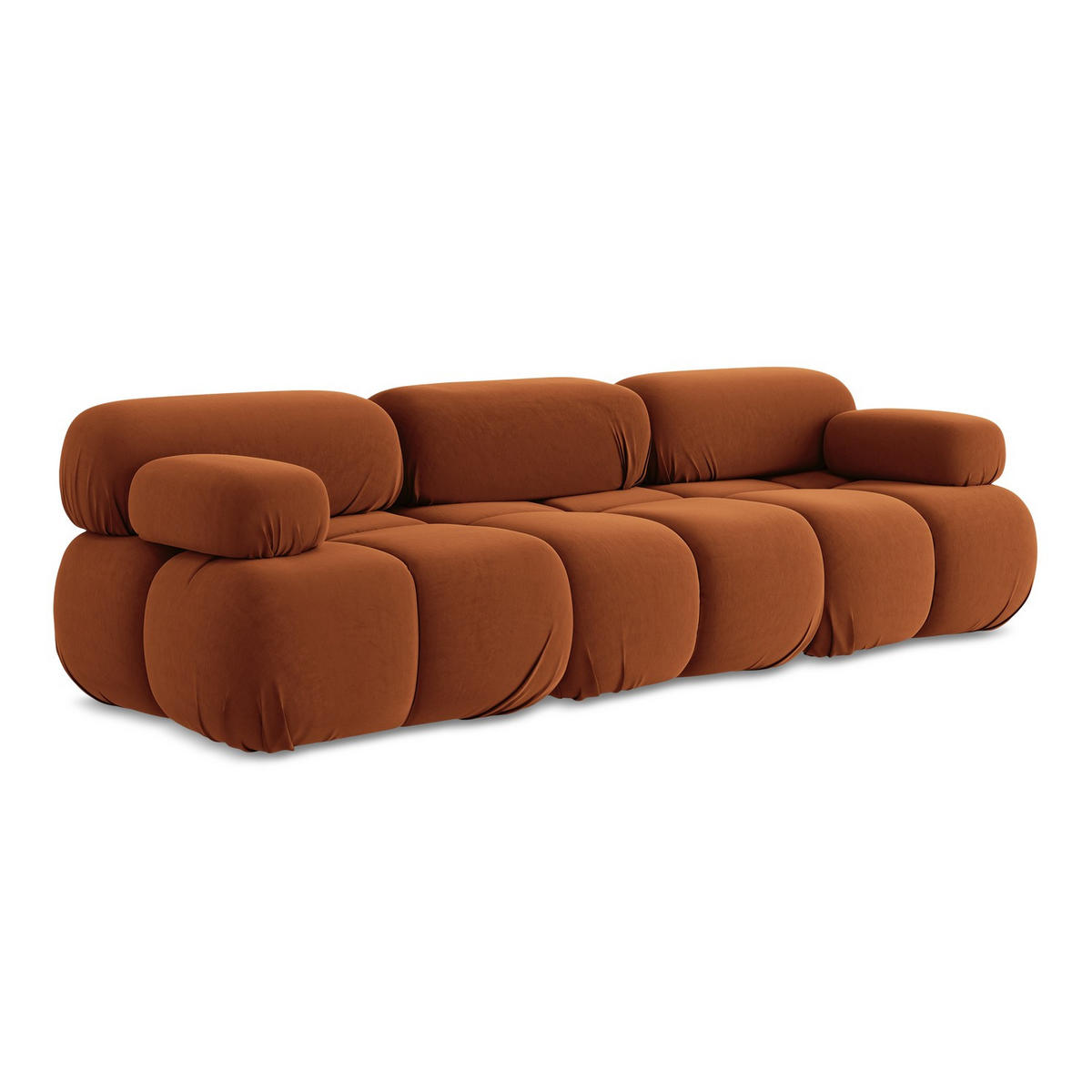 3-SITZER SOFA Samt Stoff Orange - Beige/Terracotta, Kunststoff/Textil (285/70/96cm) - LaMiaSofa