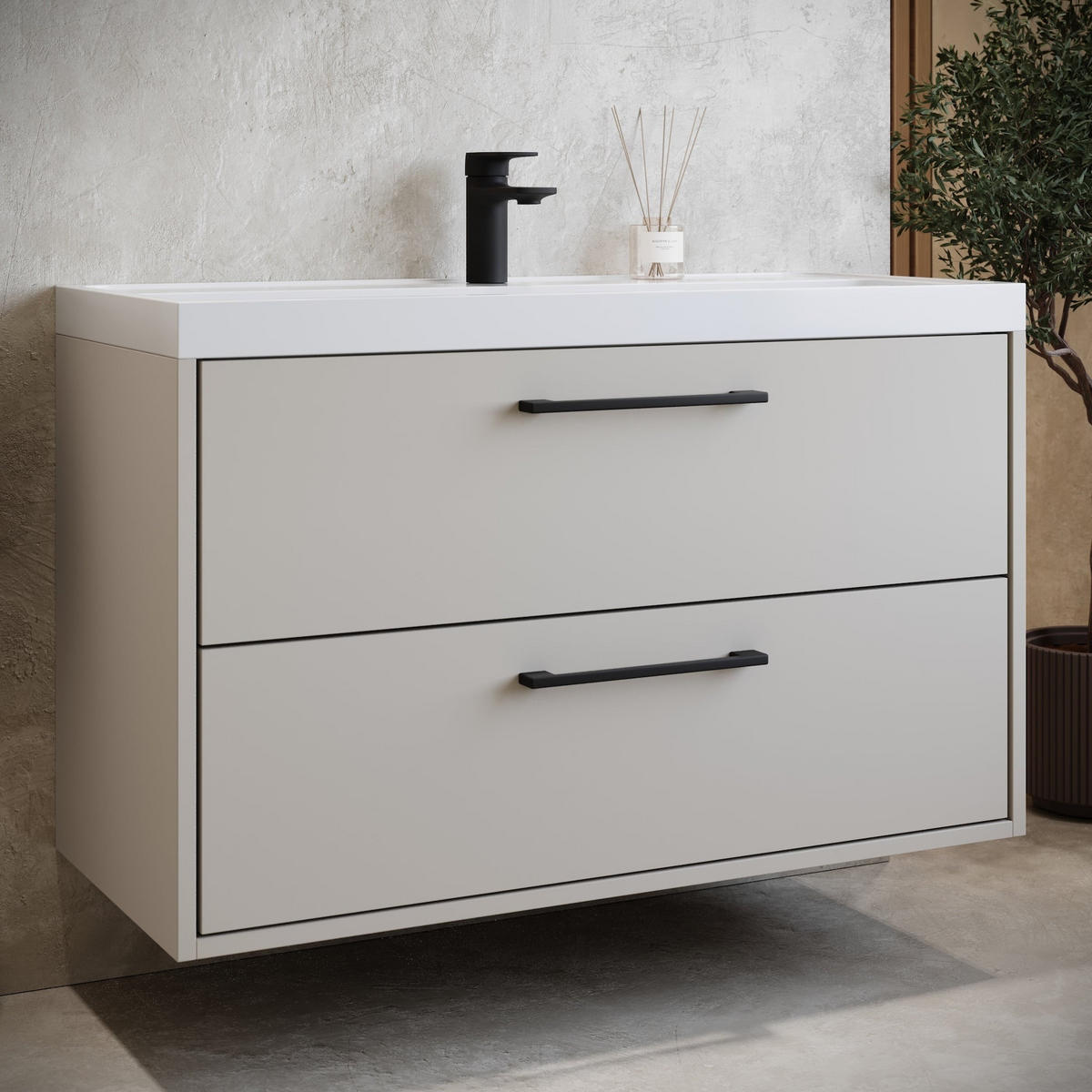 BADMÖBEL-SET Florence 2 Teile Cashmere - 80 x 40 x 51 cm - Kaschmir, Holz (80/51/40cm) - Badplaats