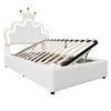 POLSTERBETT 90x200cm Weiß Mit LED & Hydraulik - Weiß, Leder - FLIEKS