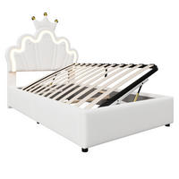 POLSTERBETT 90x200cm Weiß Mit LED & Hydraulik - Weiß, Leder - FLIEKS