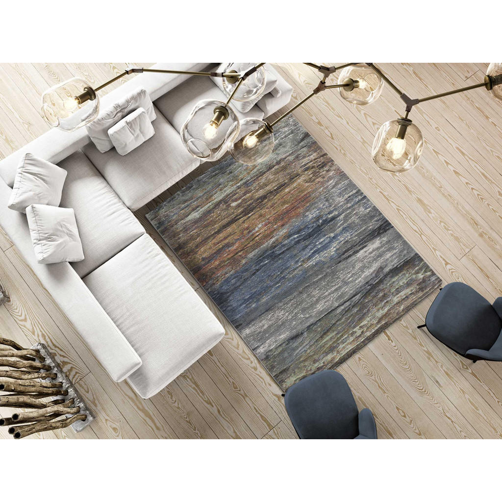 Thumbnail - Atticgo Webteppich, Mehrfarbig, Blau, Grau, Rost, Textil, Abstrakt, Rechteckig, 200x290 cm, Oeko-Tex® Standard 100, in v...