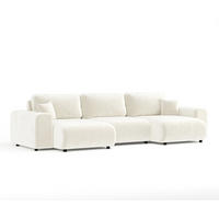 PANORAMASOFA Zanzibar Creme Samtstoff - Creme/Schwarz, Holz/Holzwerkstoff (325/79/144cm) - Maison de Reve