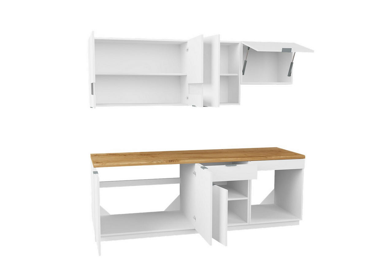 KÜCHENZEILE - 200 cm x 60 cm - holz - naturfarben hell, weiß Carmeo - Naturfarben/Weiß, Holz (200/82/60cm) - Vente-Unique