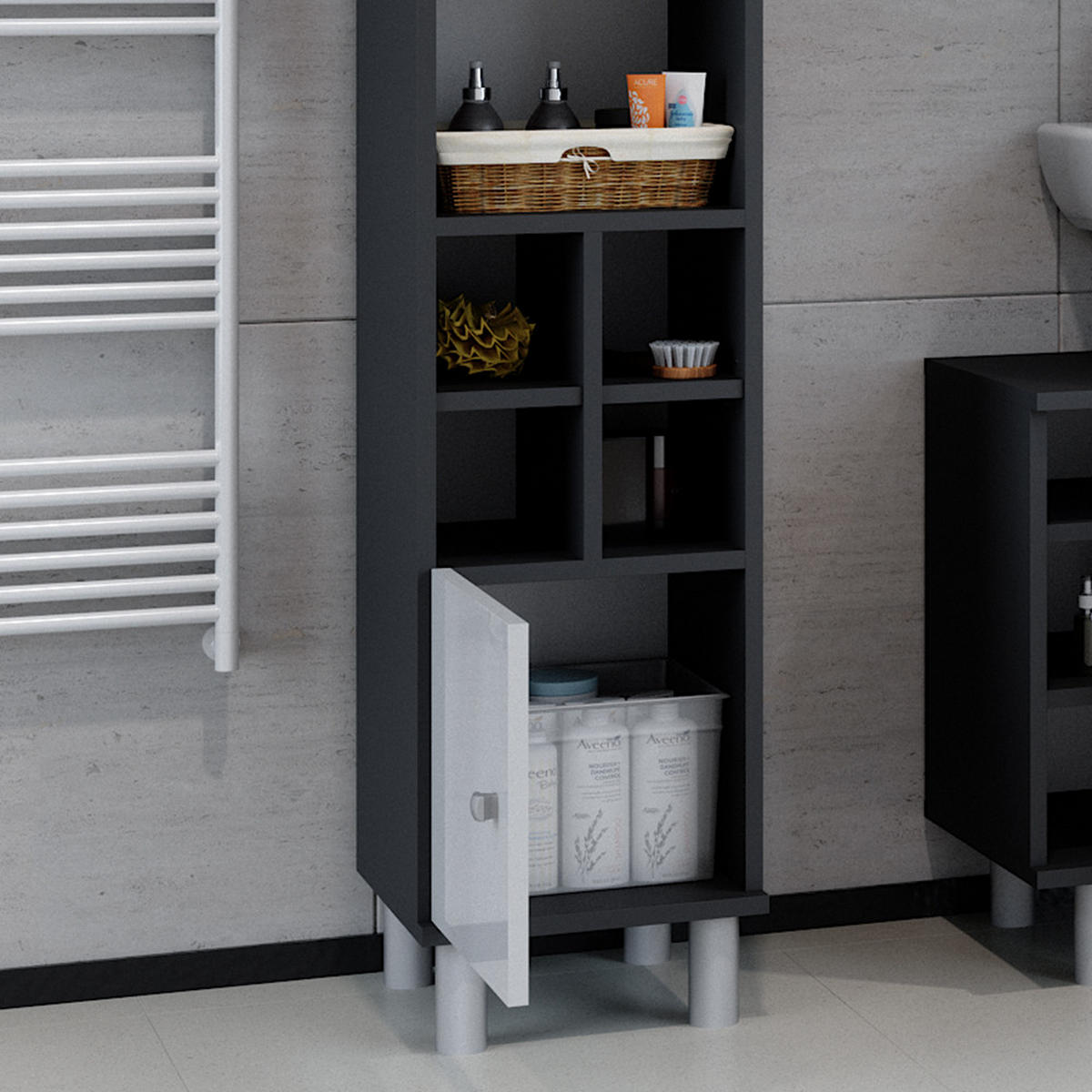 MIDISCHRANK Fynn Weiß Hochglanz 30 x 130.6 cm kleine Tür - Weiß Hochglanz, Holzwerkstoff (30/130.6/30cm) - Vicco