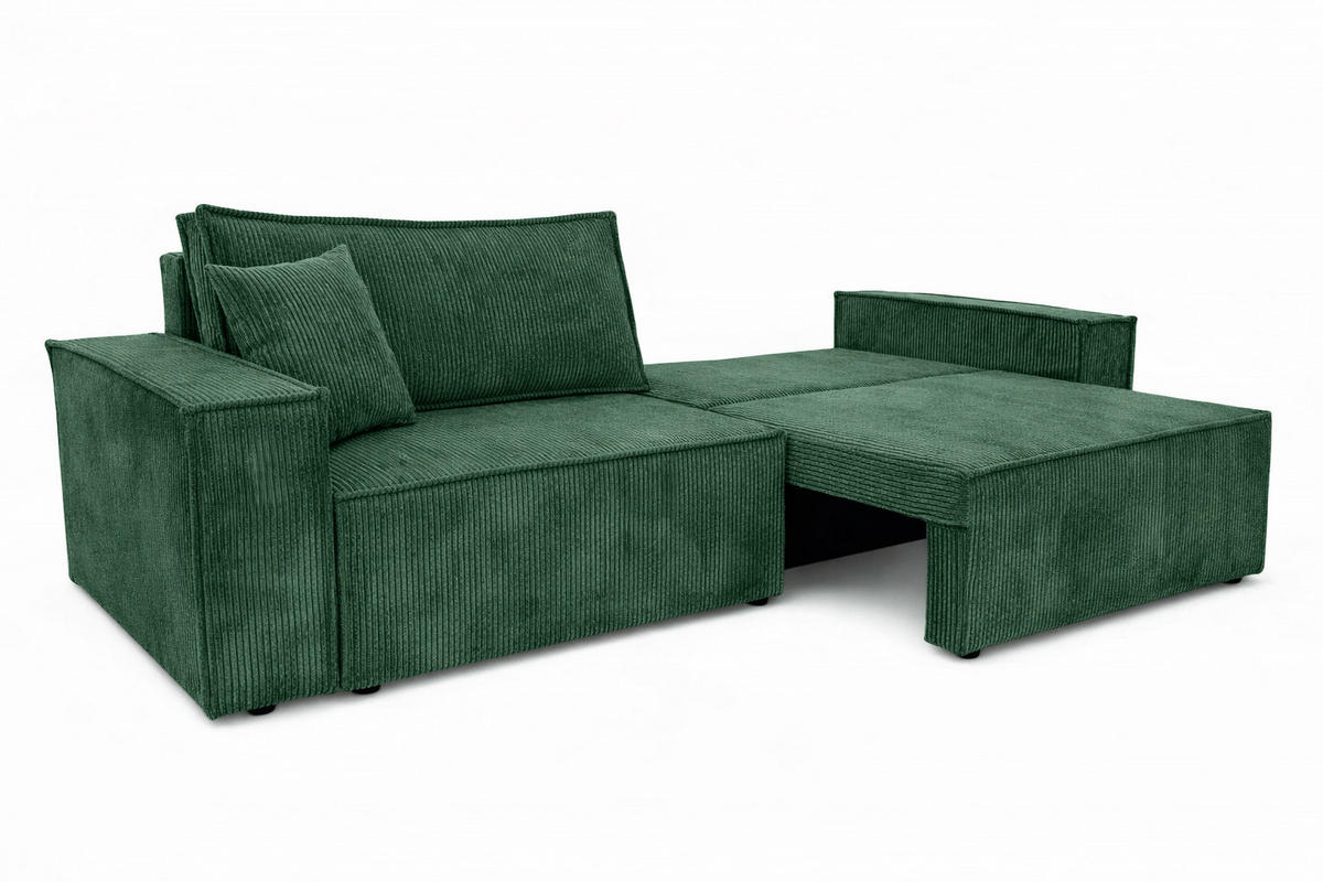 SOFA Mit Schlaffunktion Und Bettkasten, Cordstoff Poso, Hellgrau, BEST SCORNER - Grün, Holz (245/83/90cm) - Kaiser Möbel