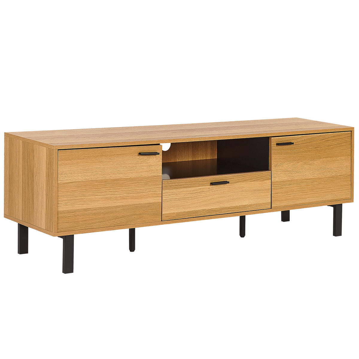 TV-MÖBEL Hellbraun, Schwarz CLAREMONT 40/160/51 cm - Hellbraun, Holzwerkstoff (160/51/40cm) - Beliani
