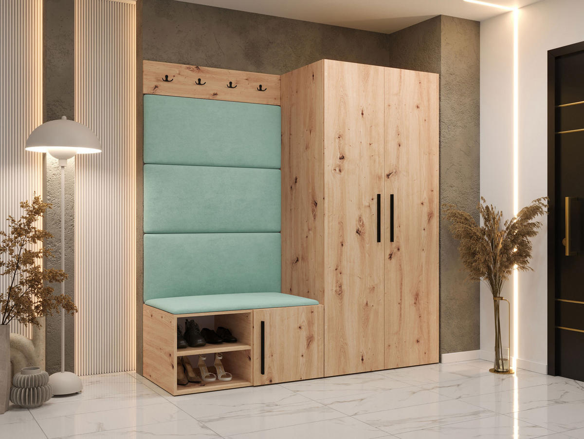 GARDEROBEN-SET Medi I - Schwarz/Eiche Artisan, Holzwerkstoff/Kunststoff (80/191/50cm) - MIRJAN24