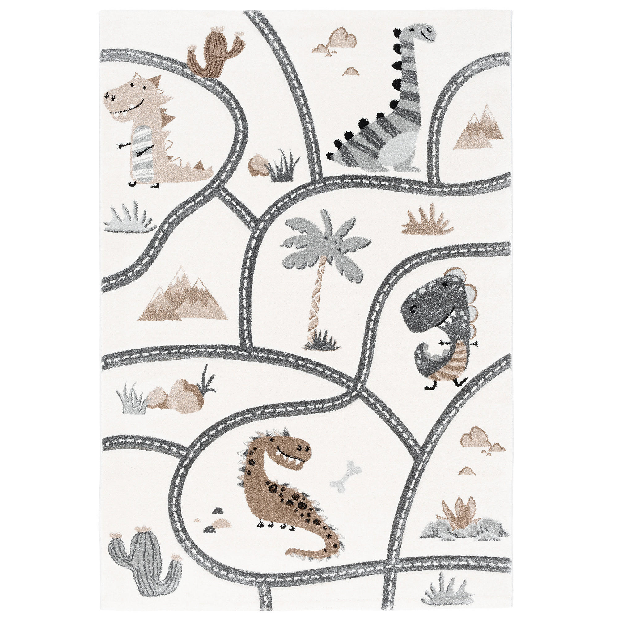 KINDER TEPPICH MAUI KIDS DINO STRASSENTEPPICH - Beige, Textil (200/290cm) - Pergamon