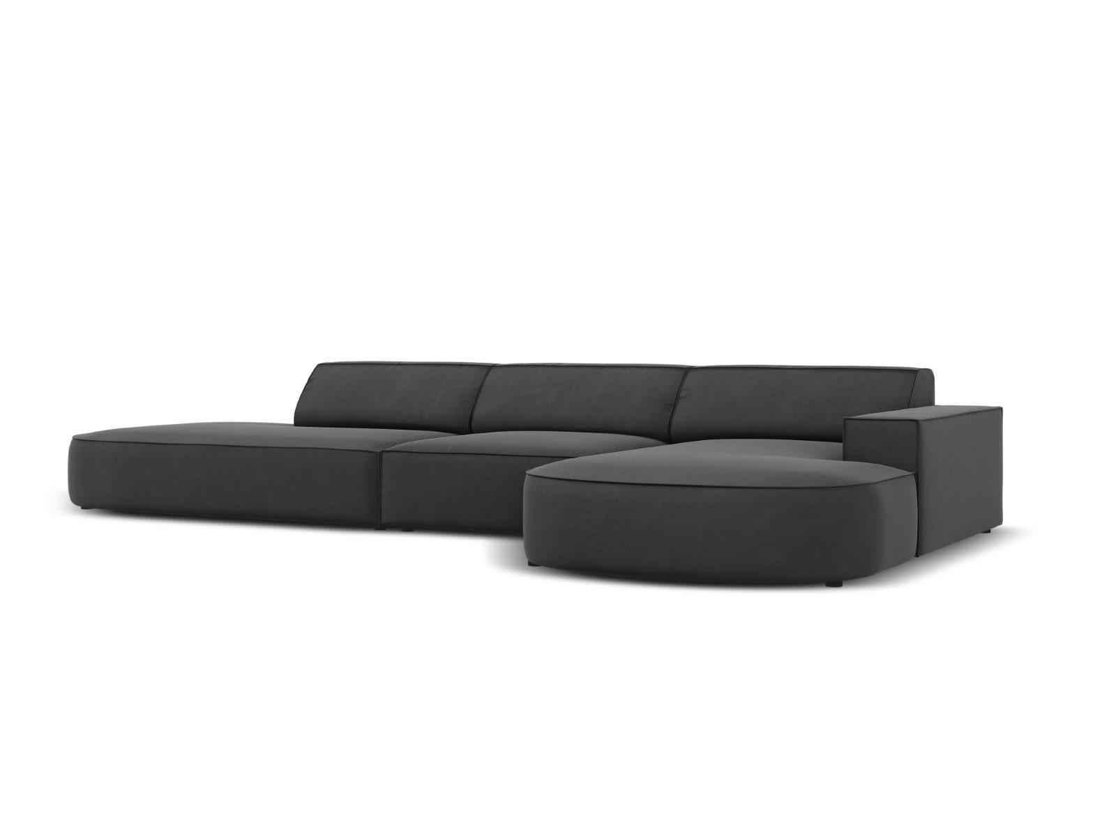 ECKSOFA rechts Jodie aus Samt grau 4 Sitzplätze - Grau, Textil (166/342cm) - Micadoni