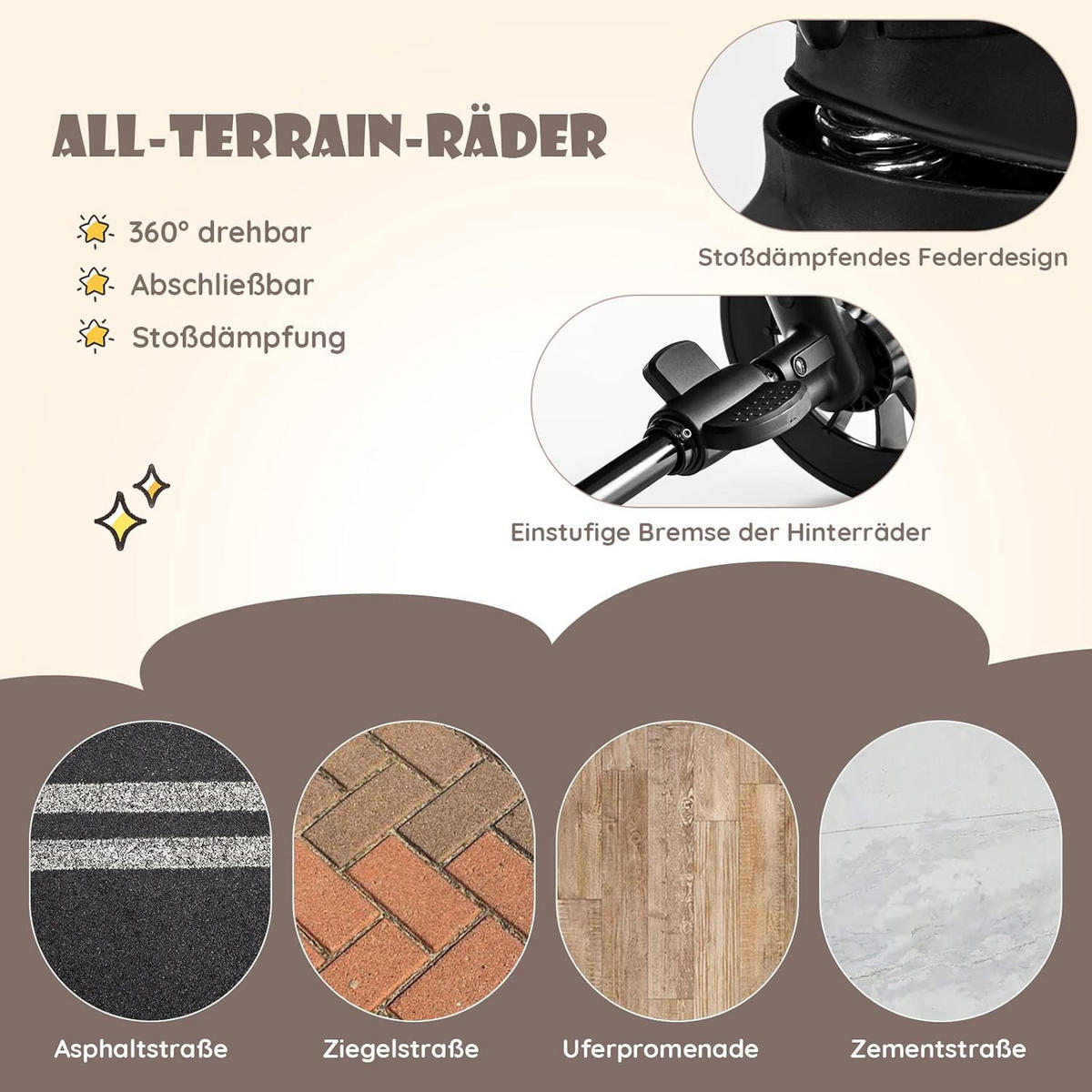 ZWILLINGSKINDERWAGEN Faltbarer Grau - Grün, Metall (105/79/106cm) - COSTWAY