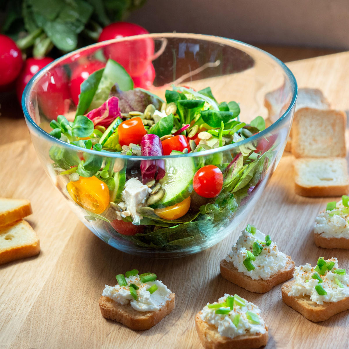 SALATSCHÜSSEL aus Glas 17 cm, 2 Stück - Transparent, Glas (17cm) - KADAX