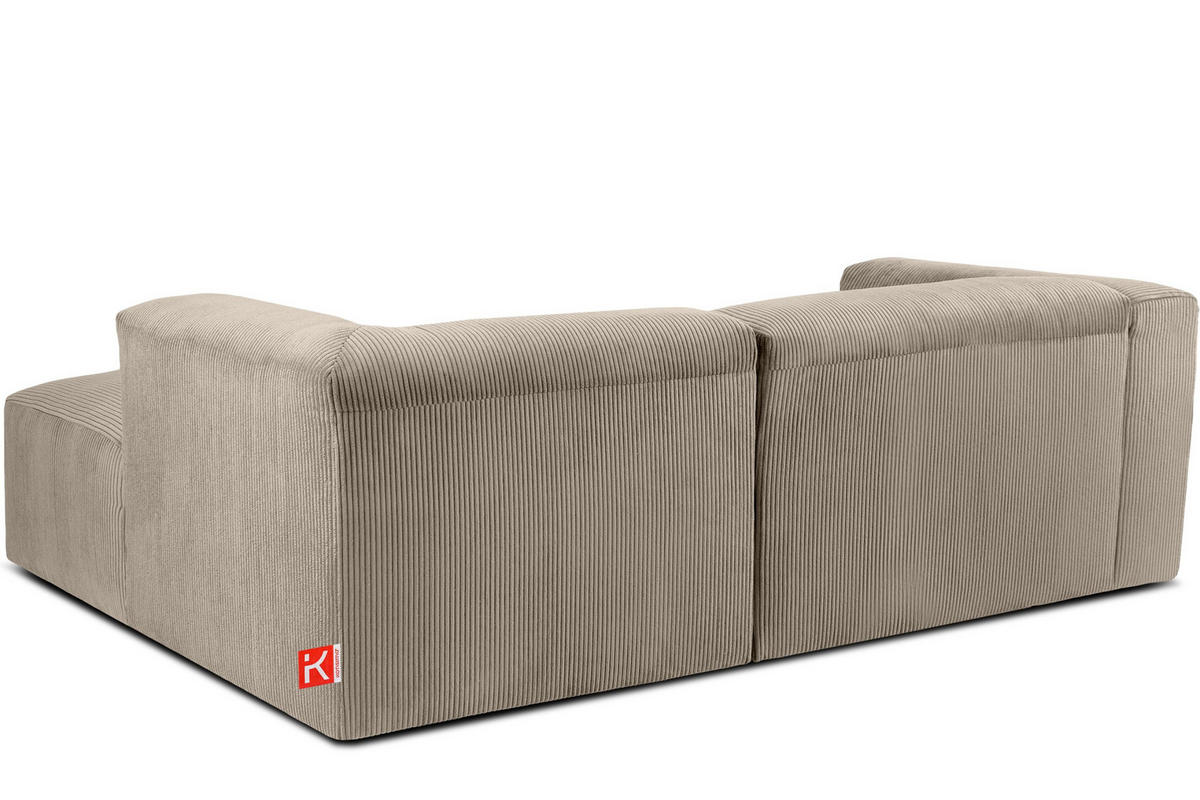 ECKMODULSOFA-RECHTS BUFFO 3/4 Sitzer mit extrem weicher Sitzfläche, Kordstoff, beige - Beige, Textil (237/180cm) - KONSIMO®