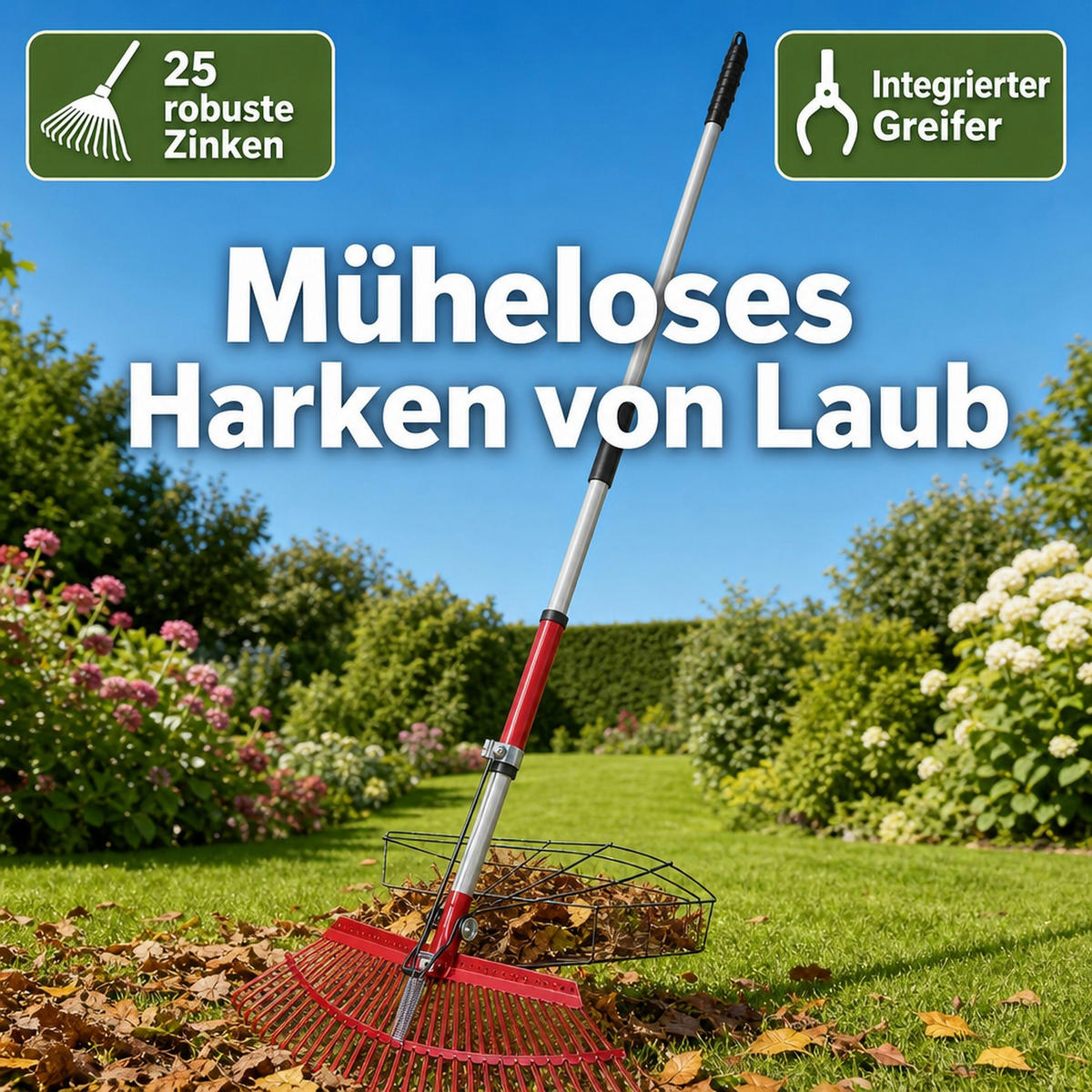 UNIVERSAL-RECHEN mit Greifer - Rot, Metall (53/5/98cm) - Westfalia