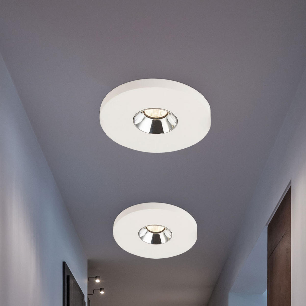 LED EINBAUSTRAHLER Christine Gips Weiß Chrom 2er Set - Weiß, Metall (9/6/9cm) - Globo Lighting