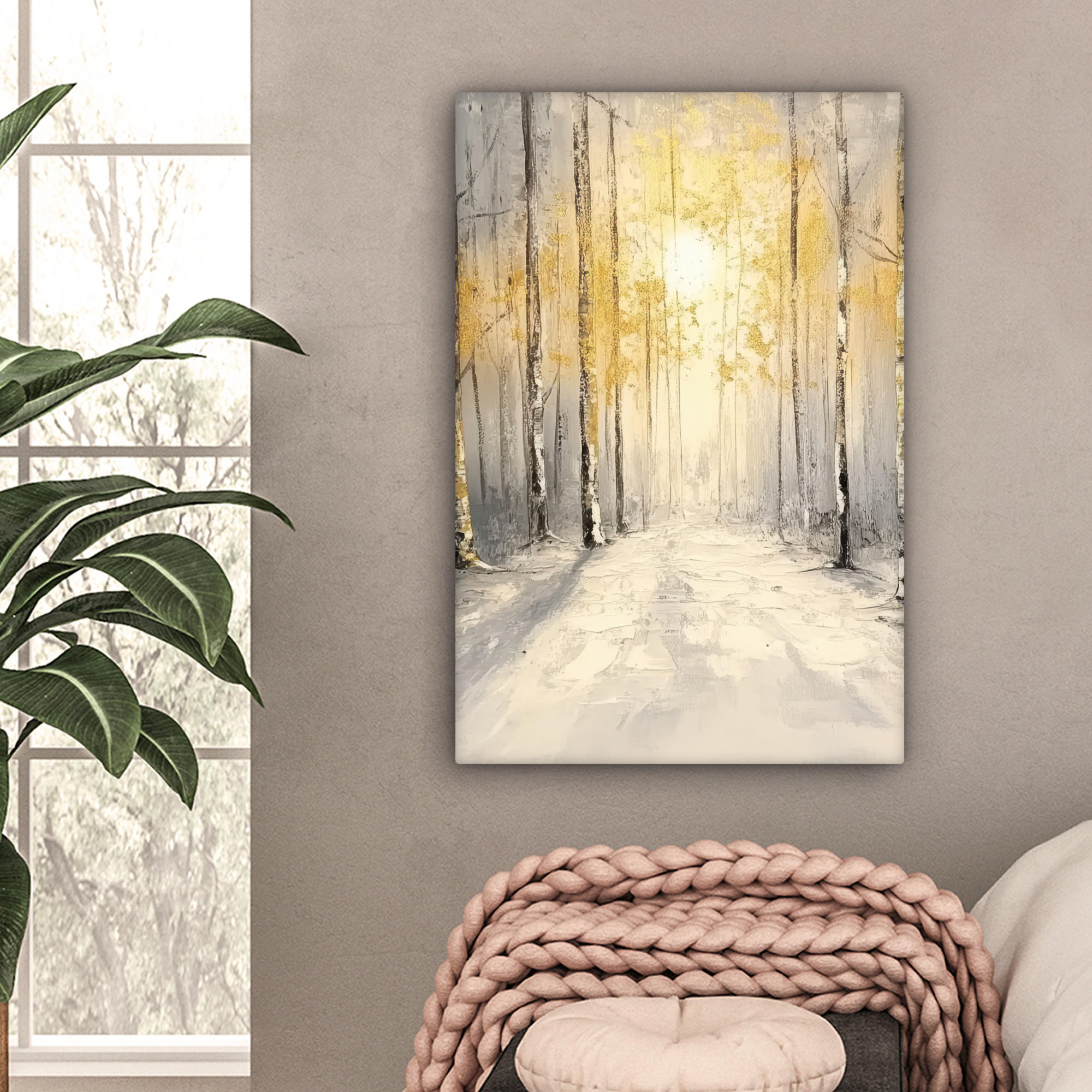 LEINWANDBILD Winter - Abstrakt - Schnee - Natur - Sonne 60x90 cm - Grau, Textil (60/90cm) - MuchoWow