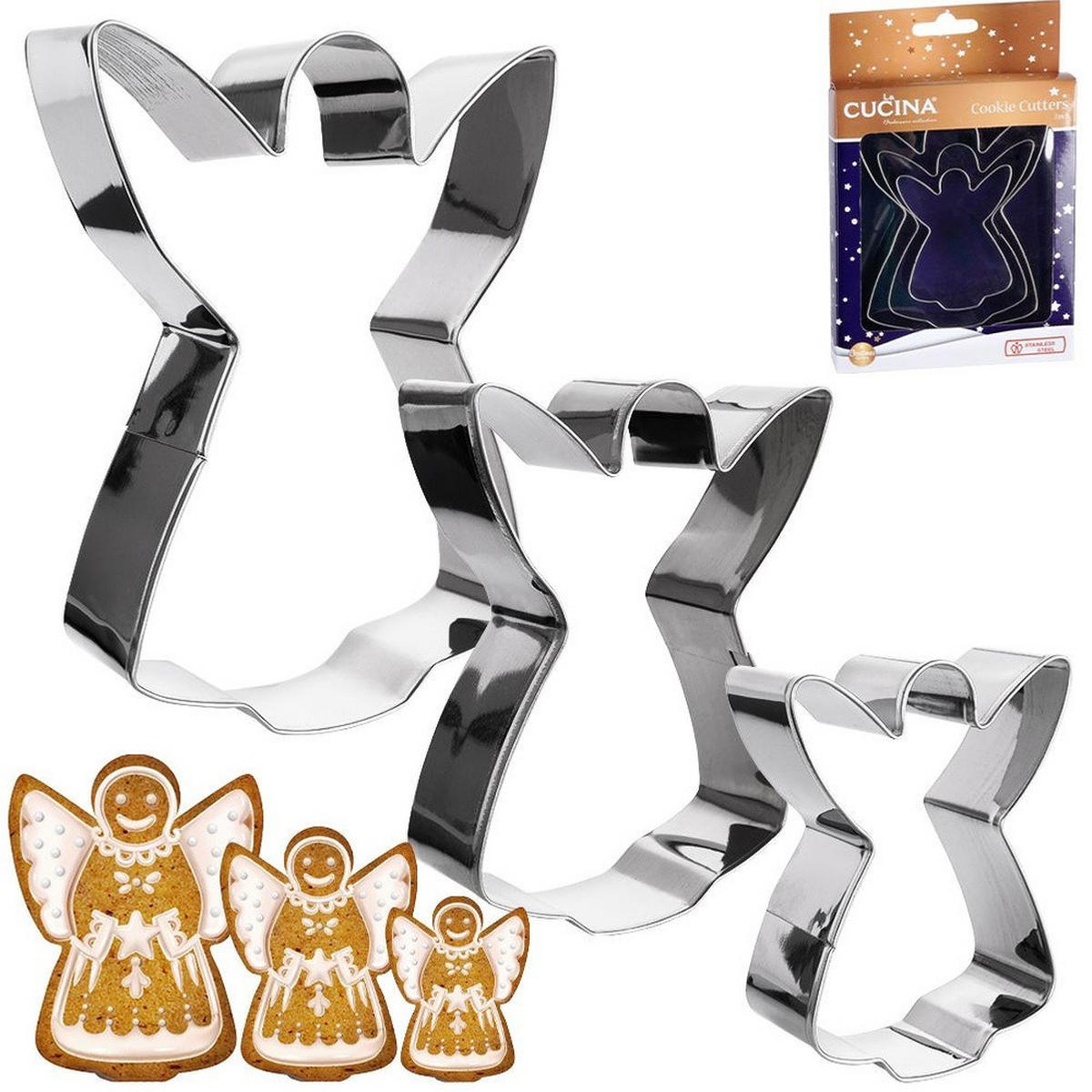 AUSSTECHFORM-SET Engel 3-teilig Silber - Silberfarben, Metall (9.5/2.5/12cm) - La Cucina