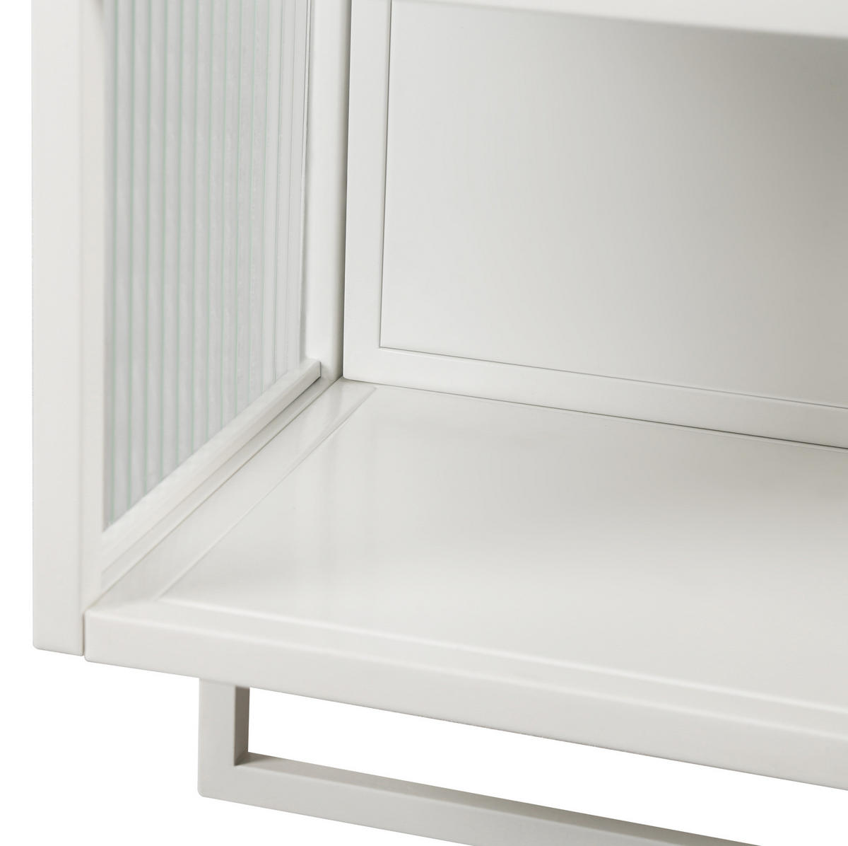 KÜCHENOBERSCHRANK 60x23x78 cm Weiß aus Glas & Metall mit geriffeltem Glas & offenen Ablagen - Weiß, Glas (60/78/23cm) - Modfu