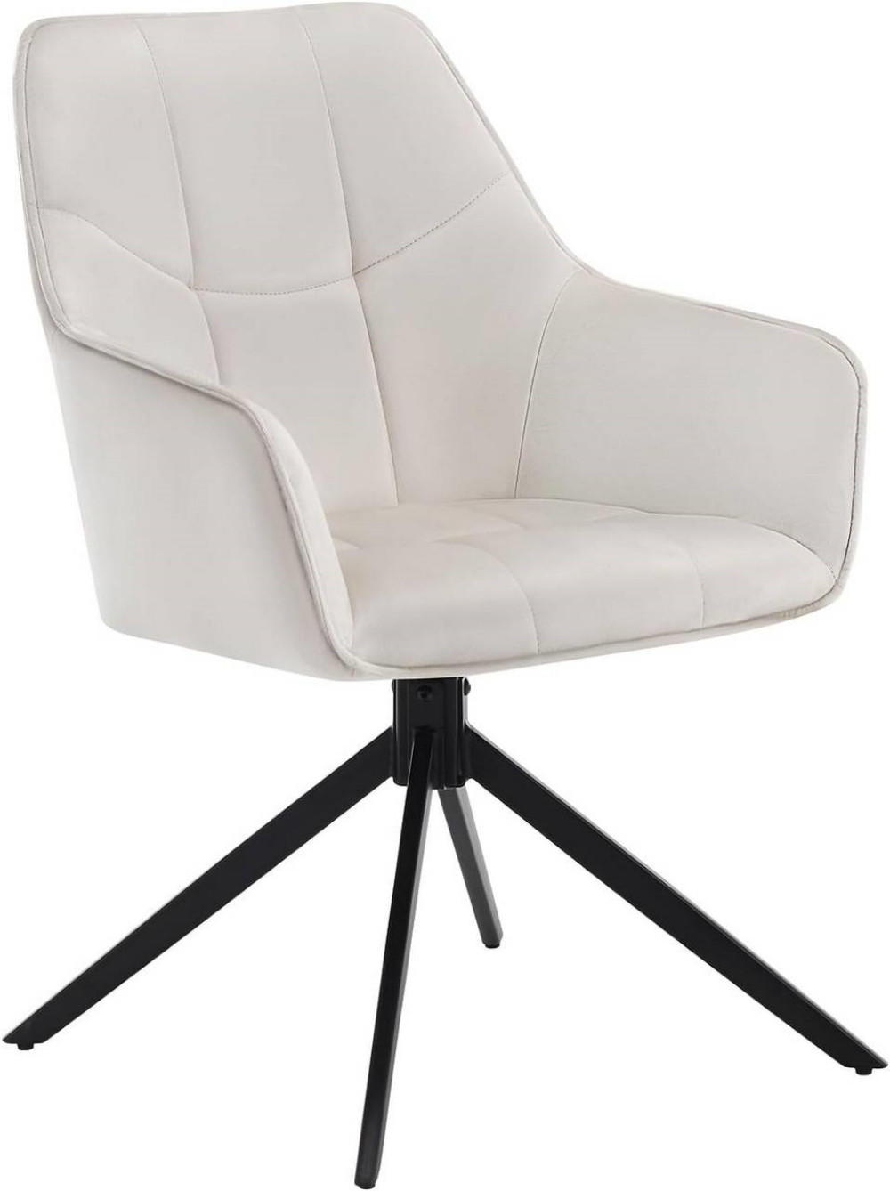 ESSZIMMERSTUHL drehbar, Samt, Metallbeine, Creme - Creme/Schwarz, Kunststoff/Textil (58/86/63.5cm) - Woltu