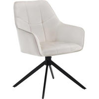 ESSZIMMERSTUHL drehbar, Samt, Metallbeine, Creme - Creme/Schwarz, Kunststoff/Textil (58/86/63.5cm) - Woltu